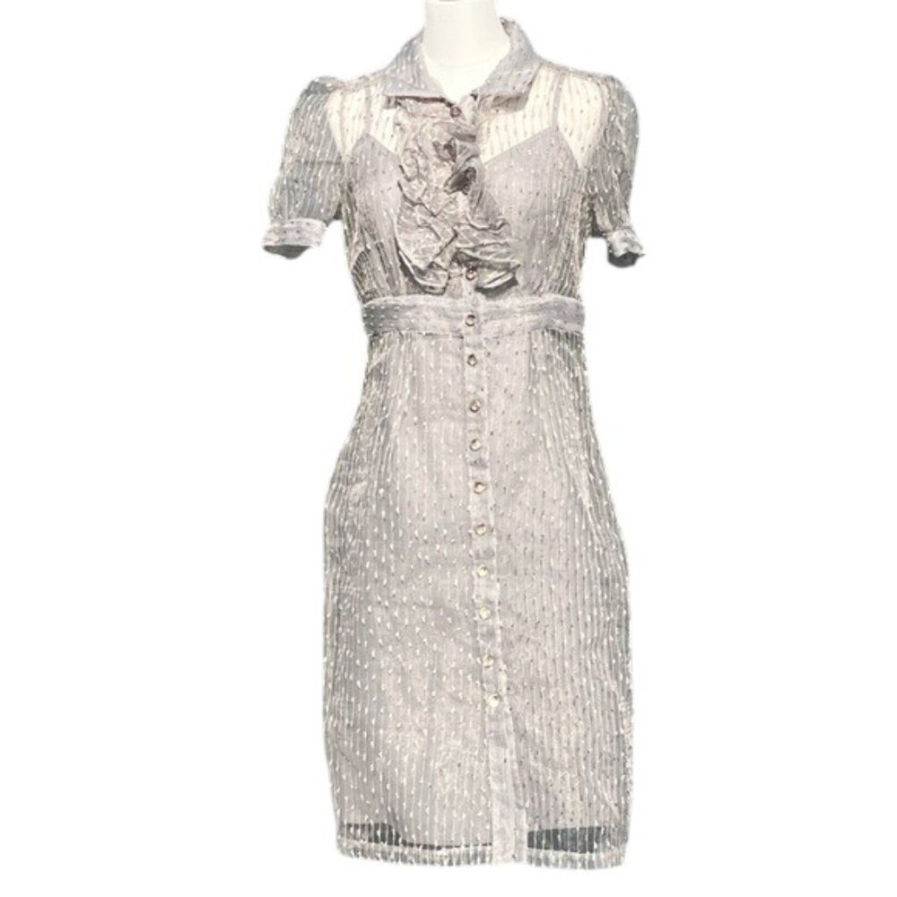 BETSEY JOHNSON Vintage BLACK LABEL Silver Glass Button Dress